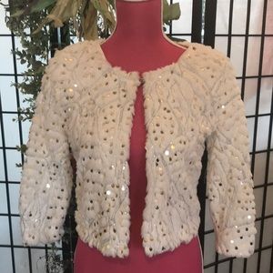 Candies Festive White sequins cardigan (gently used)